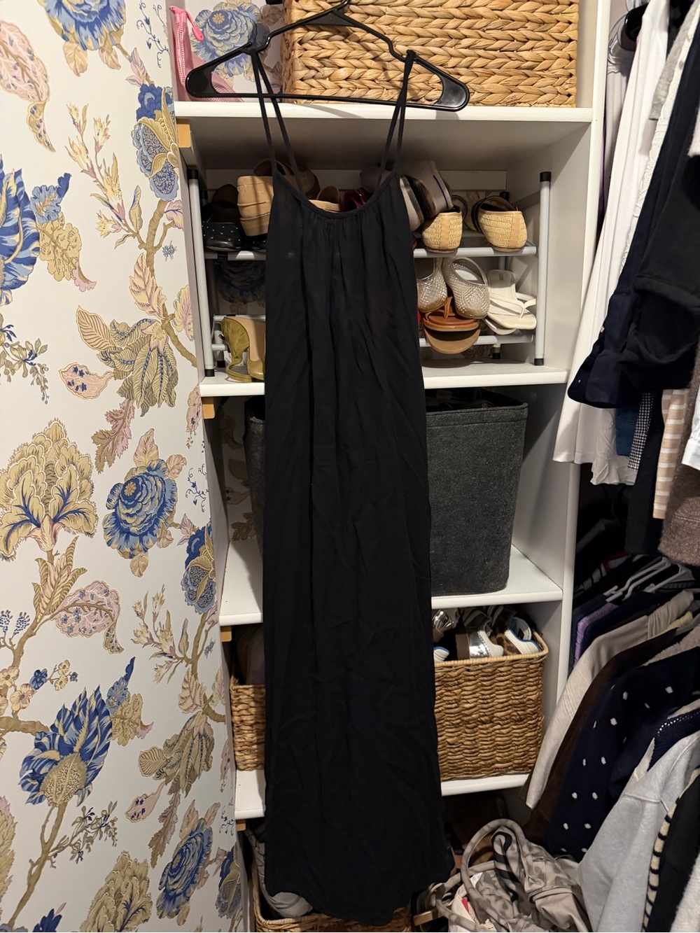 Aerie Sheer Cotton Coverup Black Cross Back Maxi Dress